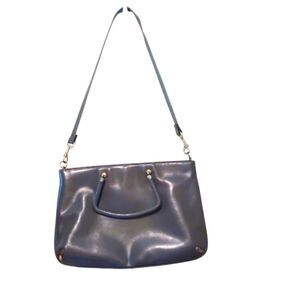 Vintage LISETTE Leather Look Shoulder Hand Bag Purse Neutral Gray Hinged